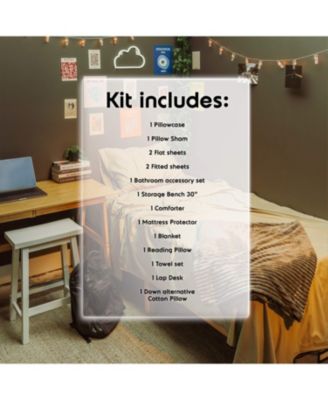 46-Piece College Dorm Room Essentials Twin XL Bedding Comforter Set, Bed in a Bag Comforter Set, Black And Gray