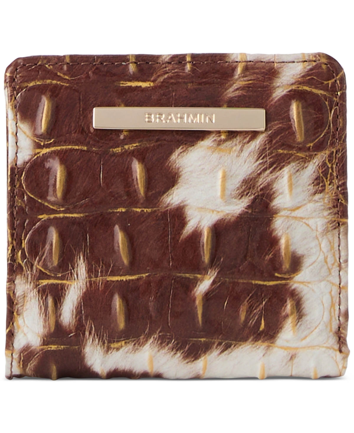 Brahmin Jane Croc Embossed Leather Bifold Wallet In Brown