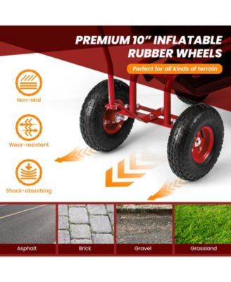 Multi-Functional Rolling Garden Cart with Swivel Seat & Large Storage Basket