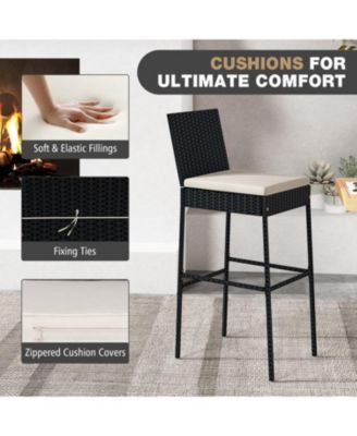 Patio Barstools Set of 2 with Footrest and Backrest for Backyard