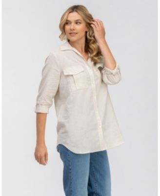Women's Linen & Cotton Button-Up Shirt