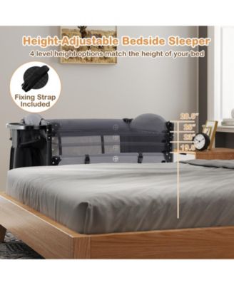 Kids Foldable Bassinet with 4-Level Adjustable Changing Table & Plush Mattress