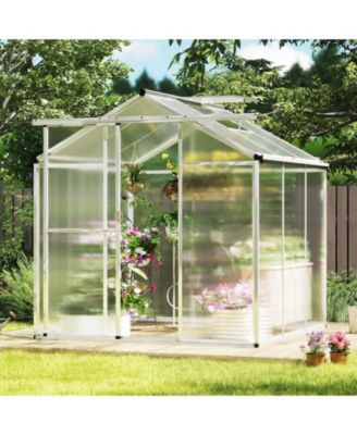 Spacious Walk-In Garden Greenhouse with Polycarbonate Panels & Integrated Rain Gutters