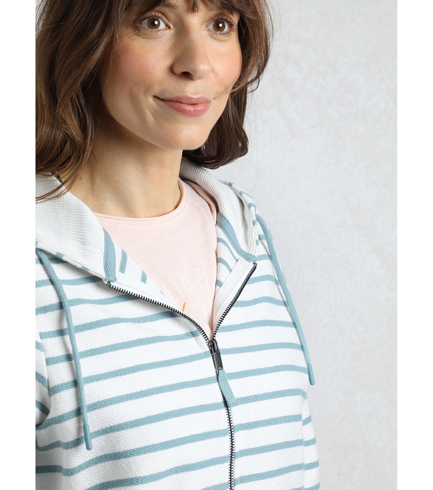 Женское худи Weird Fish Striped Full Zip, цвет: Минеральный синий — фото 2