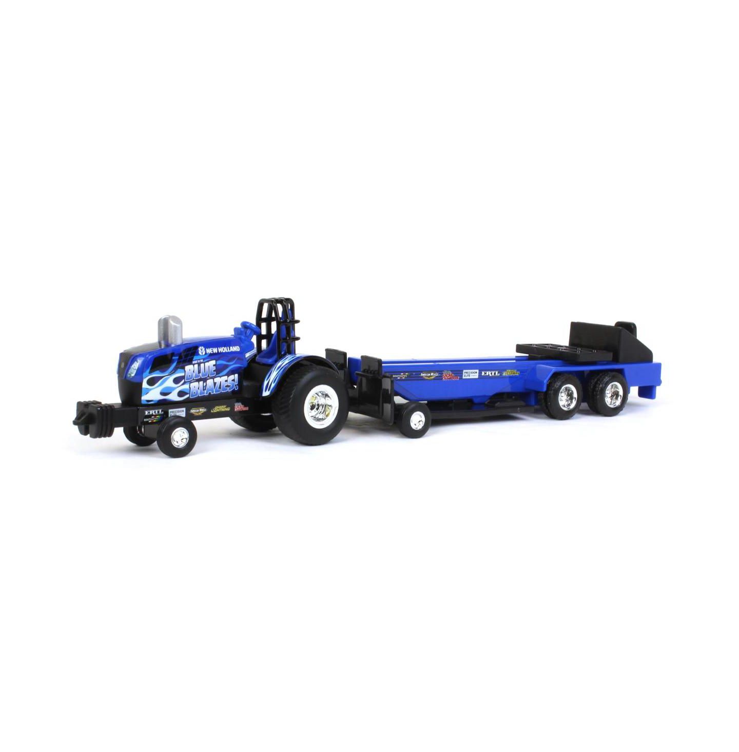 Детские игрушки ERTL 1/64 New Holland "Blue Blazes" Pulling Tractor with Pulling Sled — фото 1