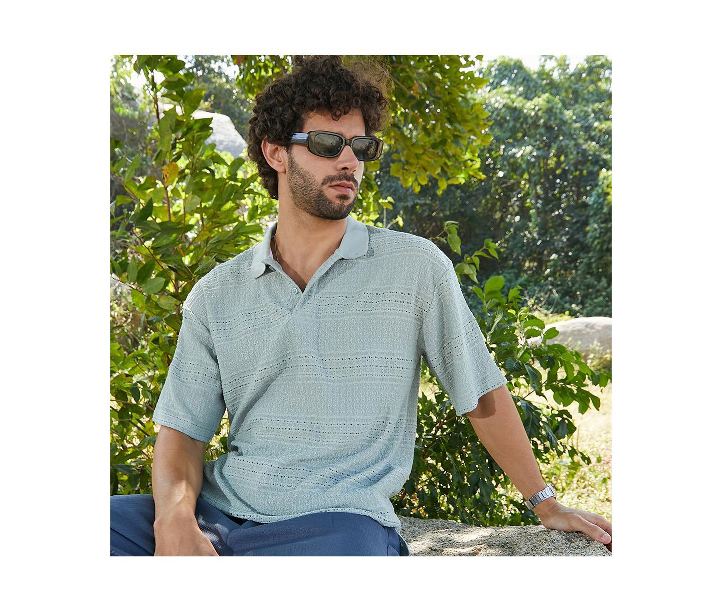 Мужская футболка Cahoot Campus Sutra Sage Green Bohomian Oversized Polo, цвет: Зелёный — фото 2