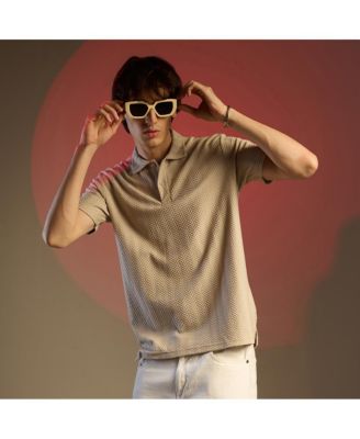 Мужская футболка-поло Saltbox бежевого цвета с шевроном Campus Sutra от Saltbox