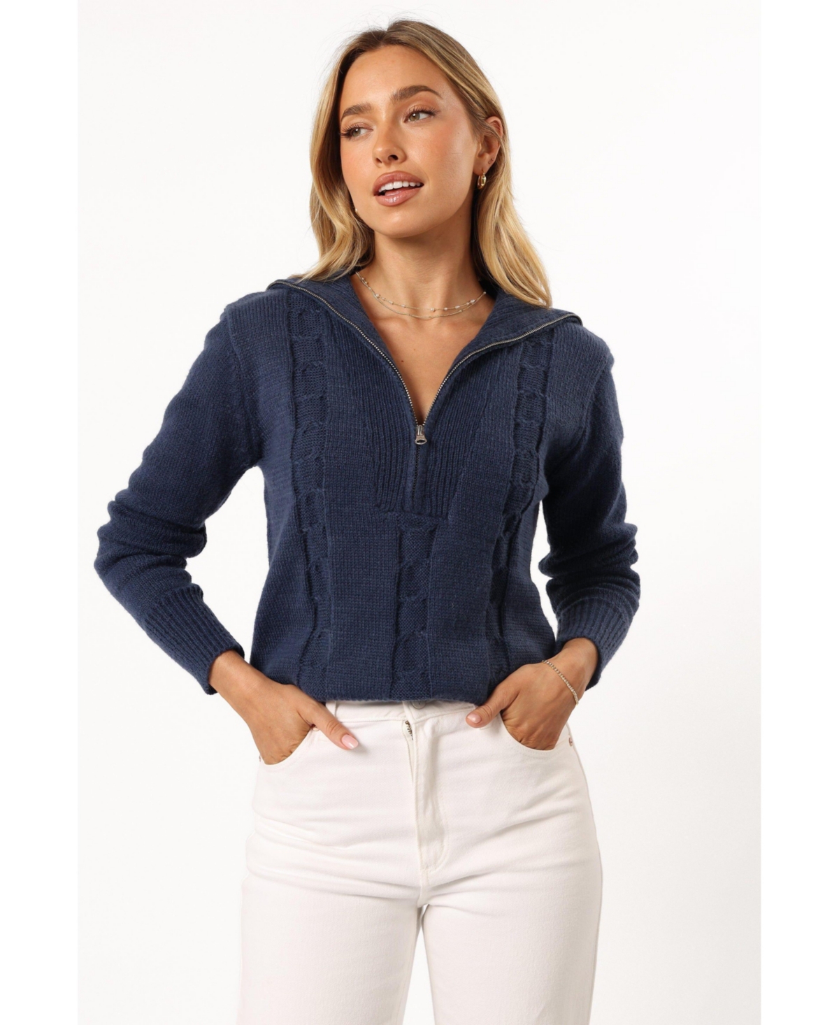 Women's Viara Quarter Zip Knit Sweater - Blue