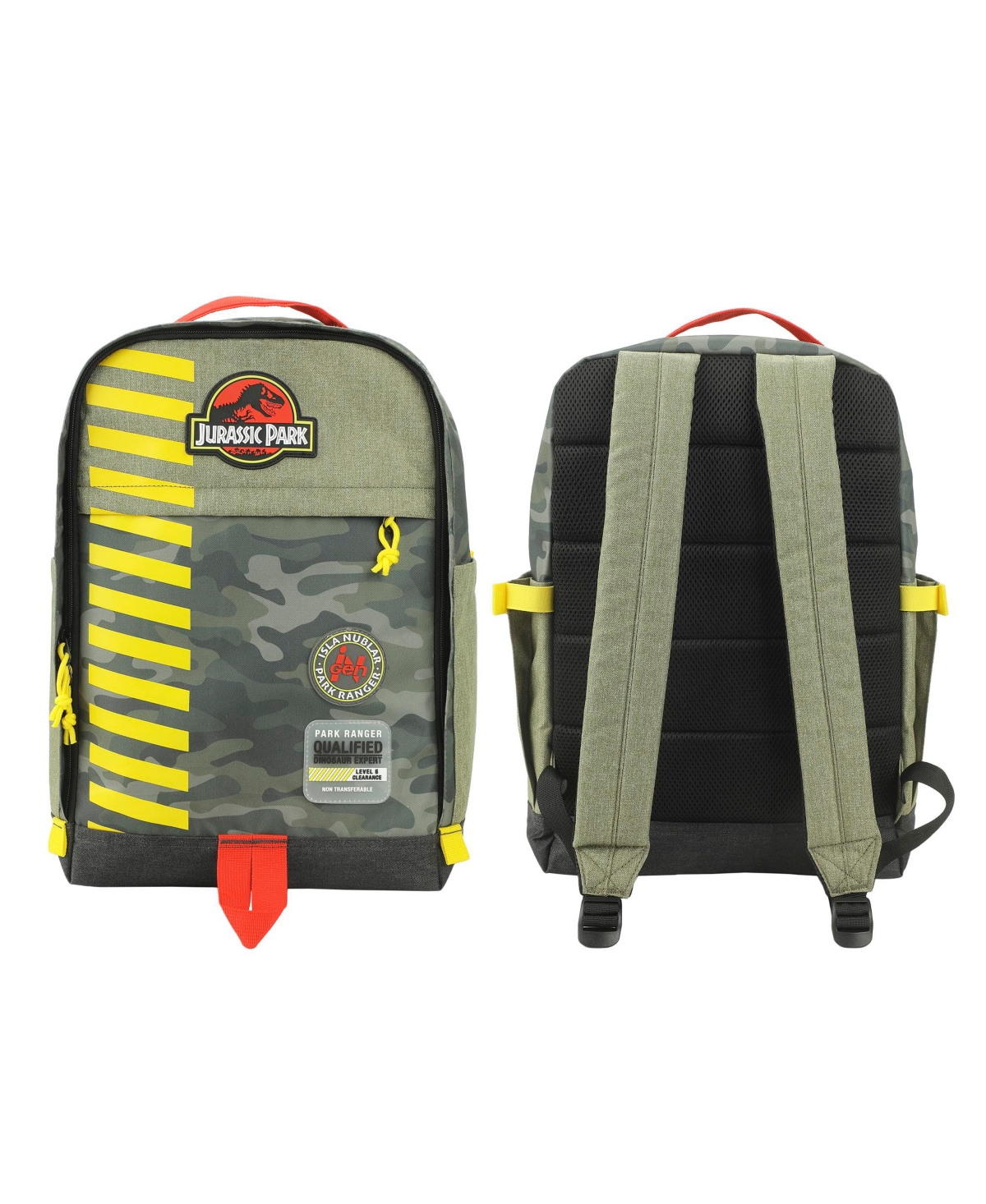 Logo 16&#x201D; Tan & Camo Backpack - Jurassic park logo