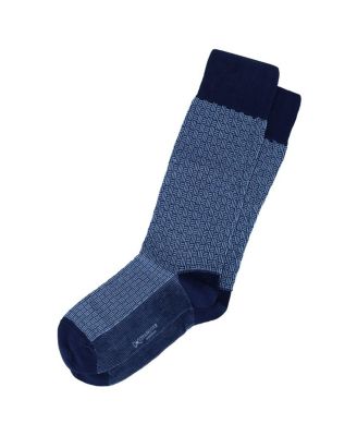 Men's Horatio Cross Hatch Design Mid-Calf Mercerized Cotton Socks
