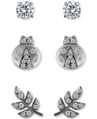 Giani Bernini - 3-Pc. Set Cubic Zirconia Stud Earrings in 18k Yellow Gold over Sterling Silver (also in Sterling Silver)