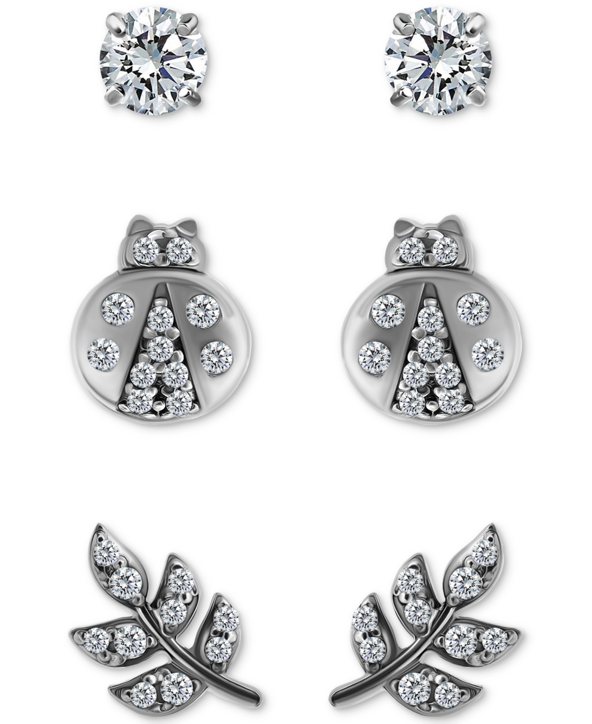 Giani Bernini 3-pc. Set Cubic Zirconia Stud Earrings In 18k Yellow Gold Over Sterling Silver (also In Sterling Sil In Metallic