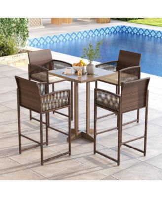 Outdoor Bar Stools Set of 2 Patio Bar Height Chairs with Cushions for Comfortable and Stylish Outdoor Seating