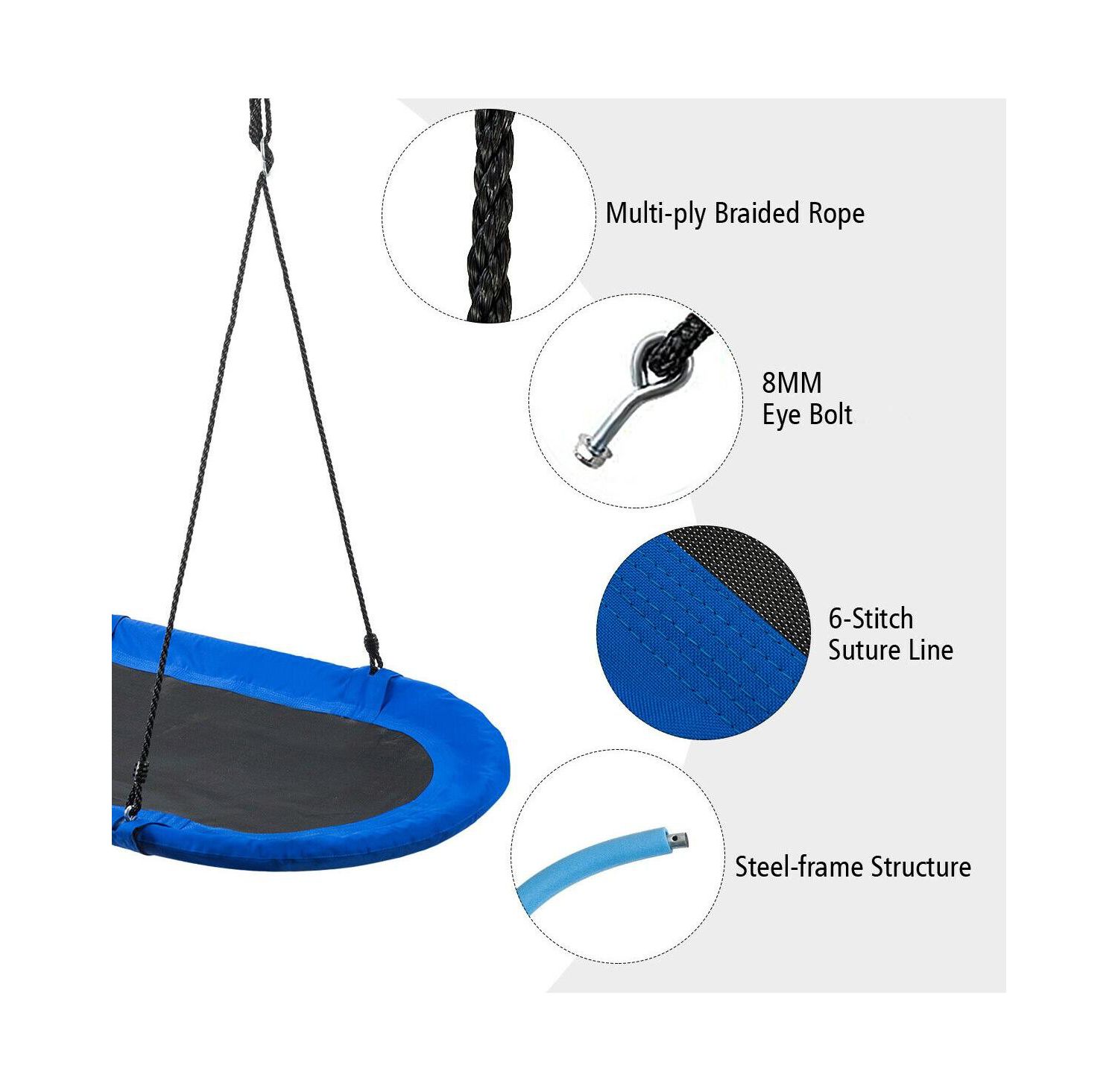 60 Inch Saucer Surf Outdoor Adjustable Swing