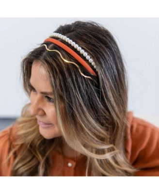 Headband Set - Orange + Pearl + Silver