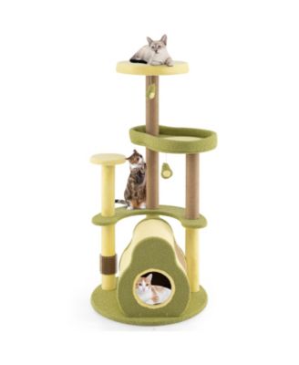 Freestanding Multi-level Avocado Cat Tower with Private Condo-Green