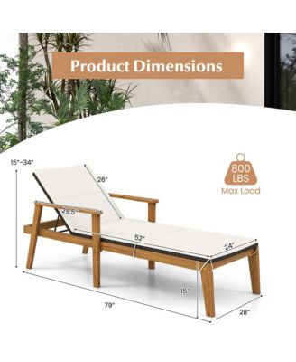 Outdoor Chaise Lounge Chair Set of 2 w/ Armrests & 4-Level Backrest Adjustment