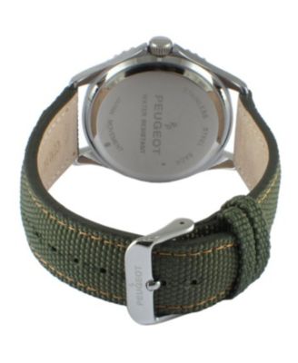 Men's 42mm Sport Bezel Watch with Khaki Green Dial and Canvas Strap
