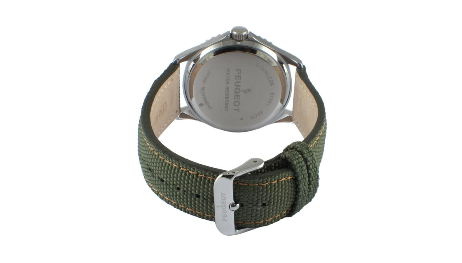 Men's 42mm Sport Bezel Watch with Khaki Green Dial and Canvas Strap