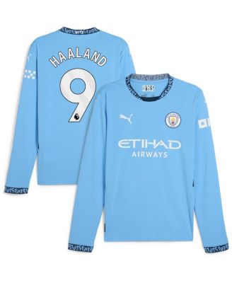 Puma - Men's Erling Haaland Light Blue Manchester City 2024/25 Home Replica Long Sleeve Player Jersey