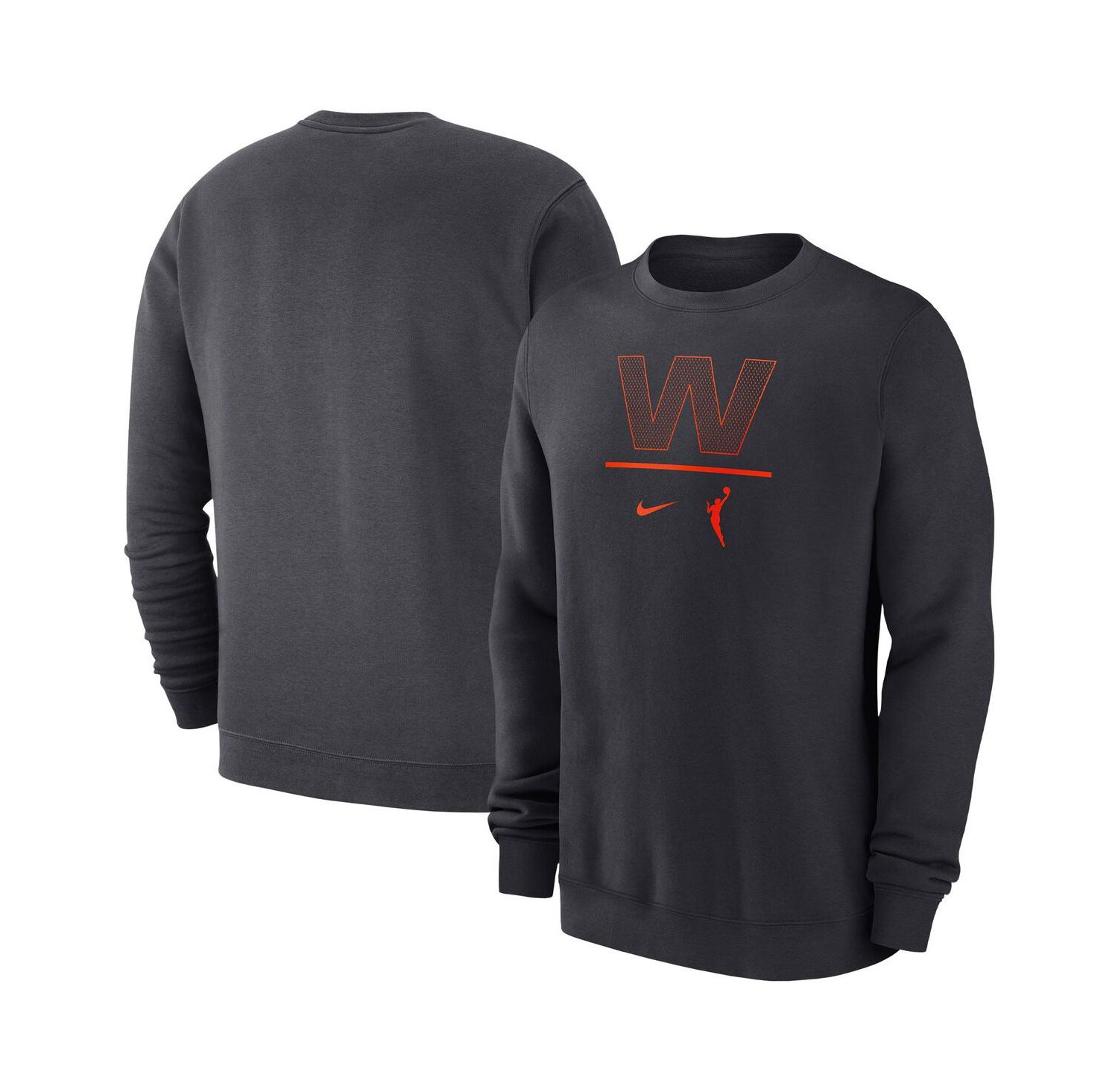 Men's Anthracite WNBA Logo Woman Club Fleece Pullover Sweatshirt