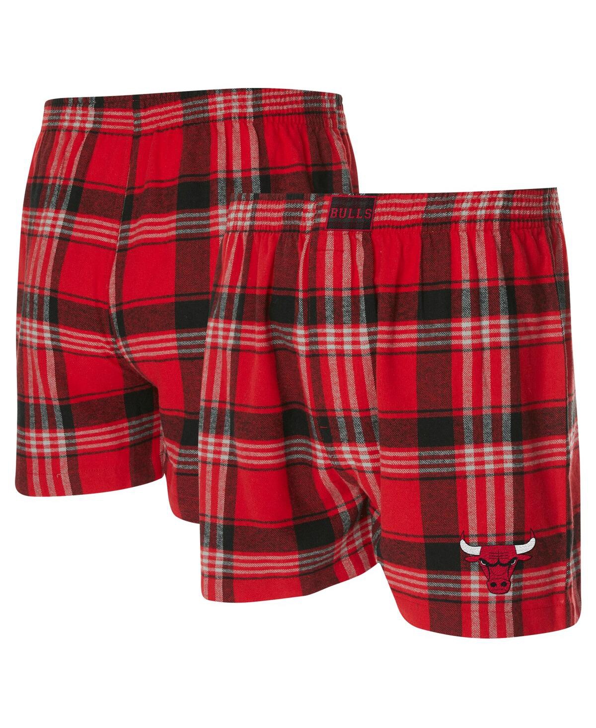 Men's Red Chicago Bulls Region Flannel Boxer Shorts - Red