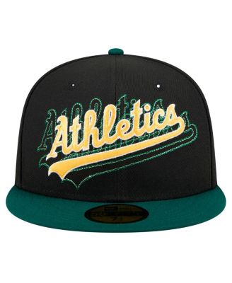 Мужская черная облегающая шляпа New Era Athletics Shadow Stitch 59FIFTY