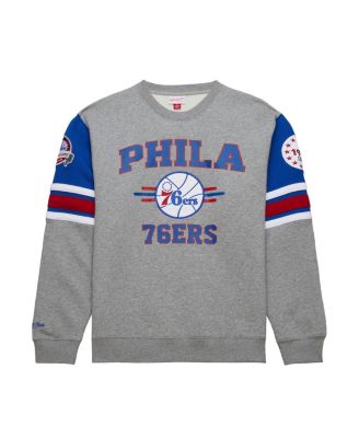 Мужская толстовка-пуловер Mitchell & Ness Heather Grey Philadelphia 76ers Hardwood Classics на всем протяжении 4.0