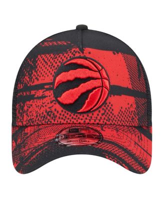Мужская черно-красная кепка Toronto Raptors Tip Off A-образной формы Trucker 9FORTY с регулируемой длиной.