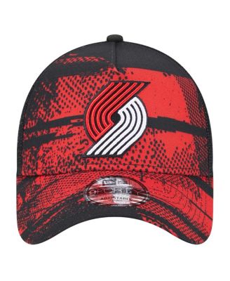 Мужские черно-красные блейзеры Portland Trail Blazers от New Era с регулируемой шляпой Trucker 9FORTY А-образной формы
