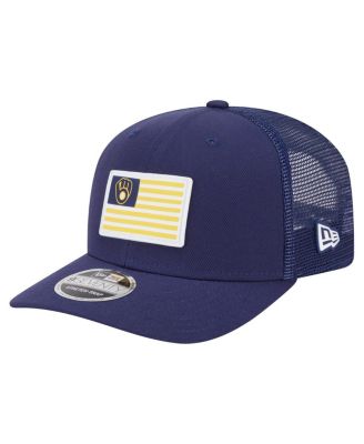 New Era - Men's Navy Milwaukee Brewers Flag 9SEVENTY Stretch-Snap Hat