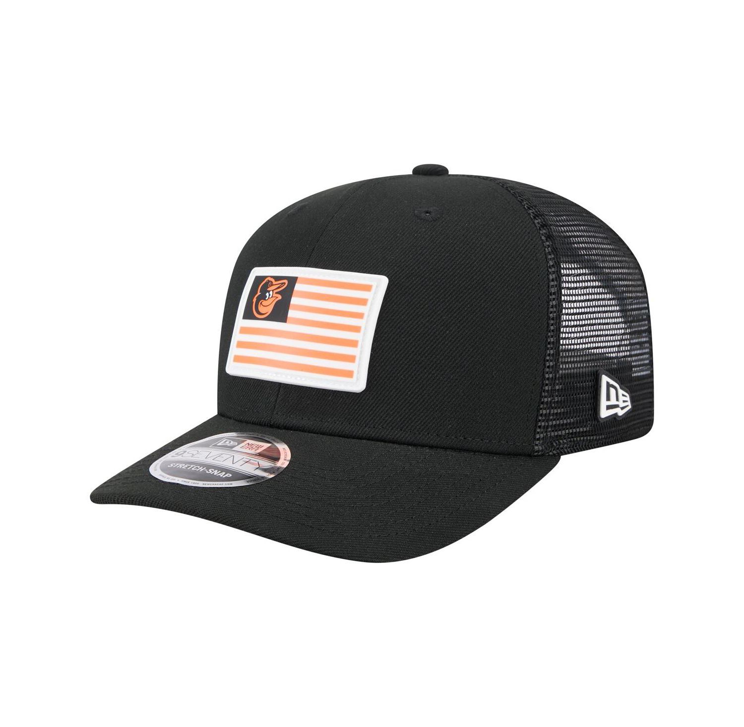 Men's Black Baltimore Orioles Flag 9SEVENTY Stretch-Snap Hat