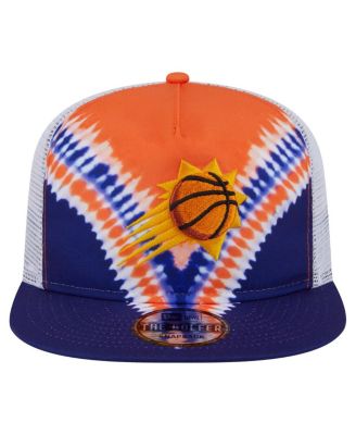 Мужская кепка-снэпбэк для гольфа New Era с фиолетовым/оранжевым принтом Phoenix Suns Throwback Dye