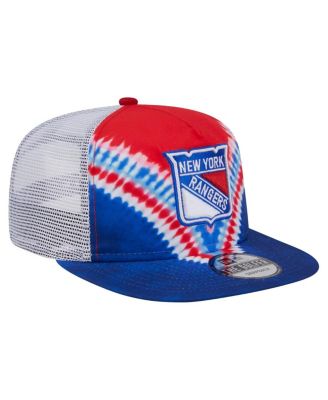 Мужская сине-красная кепка гольфиста New Era New York Rangers Throwback с V-образным вырезом и регулируемой формой.