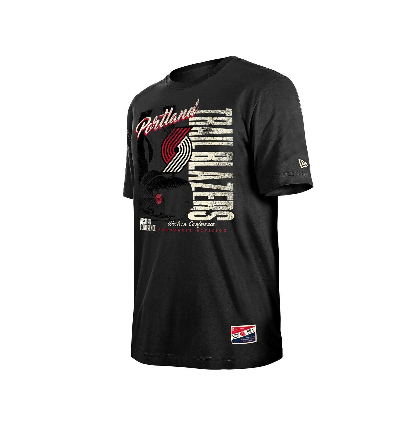 Мужские футболки New Era Black Portland Trail Blazers Distressed Throwback Vintage Color Pack — фото 3