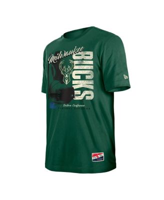 Мужская футболка New Era Hunter Green Milwaukee Bucks Distressed Throwback Vintage Color Pack от New Era