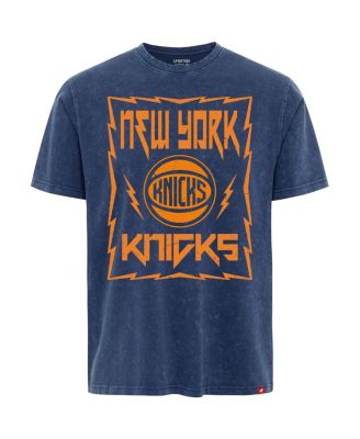 Men's Blue New York Knicks Distressed Rock Roll Collection Angus Premium Mineral Wash T-Shirt