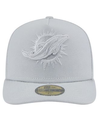 Мужская серая шляпа New Era Miami Dolphins Color Pack A-Frame 59, приталенная по фигуре.