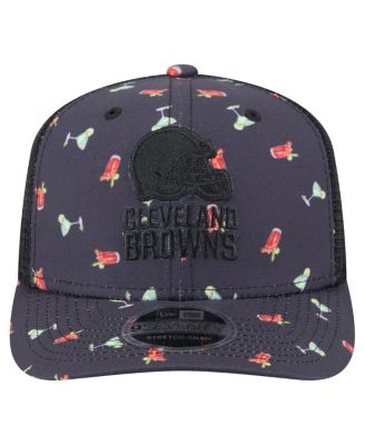 Мужская темно-синяя /черная кепка New Era Cleveland Browns Adventure Drinks с рисунком 9SEVENTY, стрейчевая на кнопках