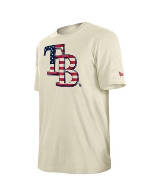 Мужская кремовая футболка Tampa Bay Rays с американским флагом New Era