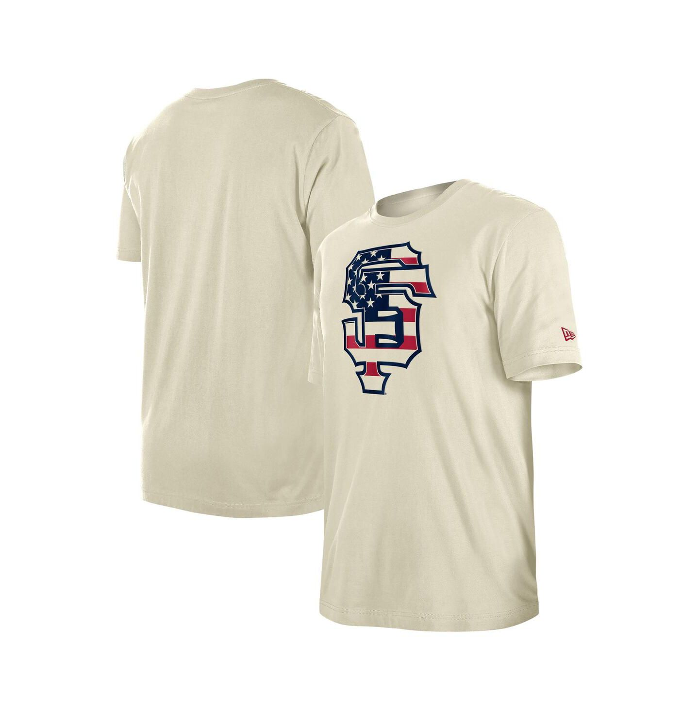 Мужская футболка New Era Cream San Francisco Giants Americana Flag Fill — фото 1