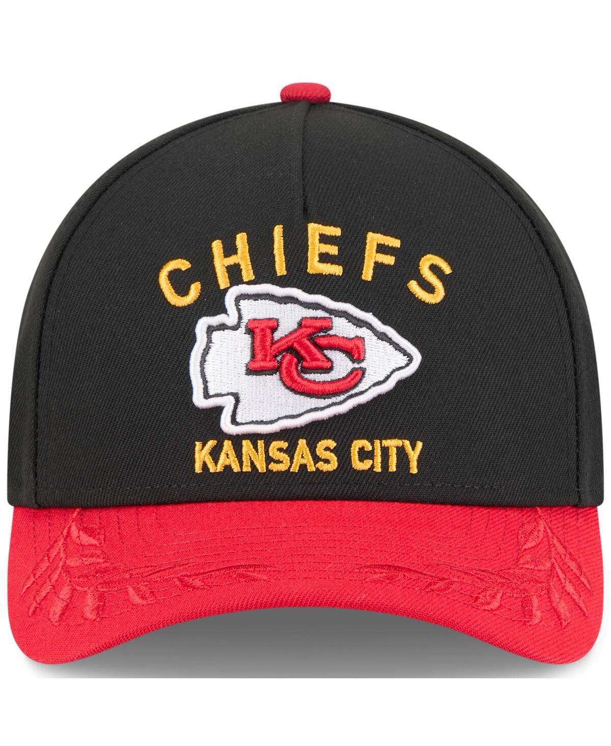 New Era Big Boys and Girls Black/Red Kansas City Chiefs 2025 Nfl Draft 9FORTY A-Frame M-Crown Adjustable Hat