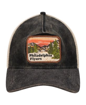 Мужская черно-кремовая кепка дальнобойщика Philadelphia Flyers Vintage Landscape 9TWENTY с регулируемой А-образной рамкой от New Era
