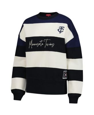Women's Navy/Black Minnesota Twins Cooperstown Collection Blocked Fleece Pullover Sweatshirt