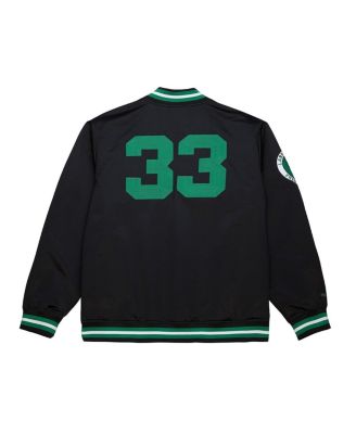 Men's Black Larry Bird Boston Celtics NBA Legends Full-Snap Satin Jacket