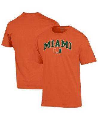 Champion - Men's Orange Miami Hurricanes Arched Logo T-Shirt