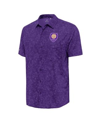 Мужская фиолетовая рубашка Orlando City SC из плотной ткани на пуговицах от Antigua