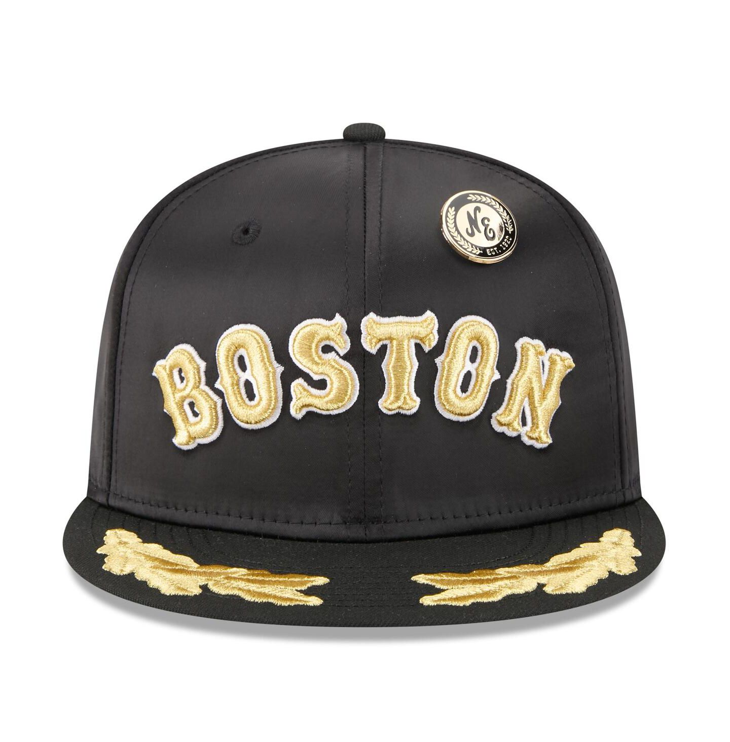 Мужская кепка New Era Black Boston Red Sox 2025 59FIFTY Day Gold Leaf 59FIFTY Fitted Hat — фото 2
