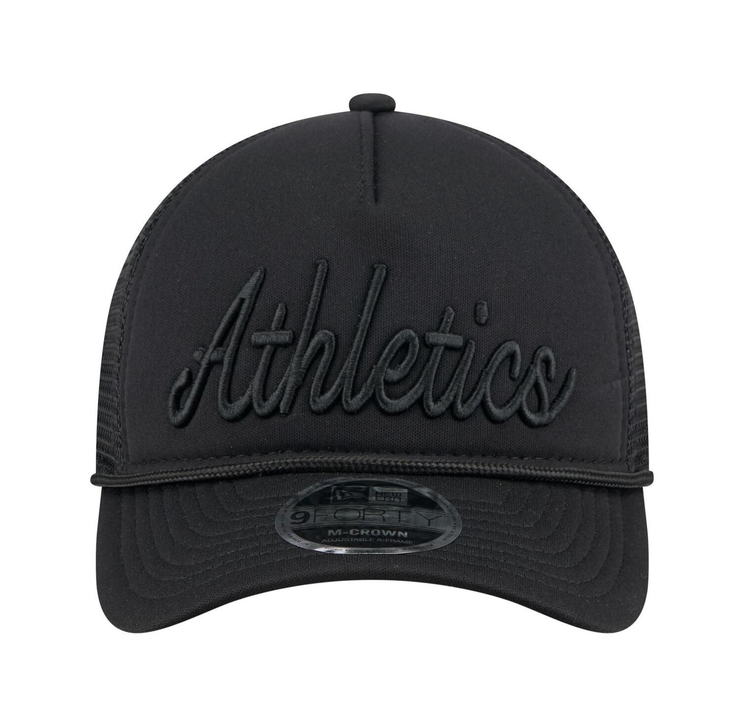 Men's Black Athletics City Initial 9FORTY A-Frame M-Crown Adjustable Trucker Hat