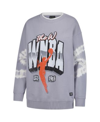 Women's Gray WNBA Double Collar Fleece Pullover Sweatshirt
